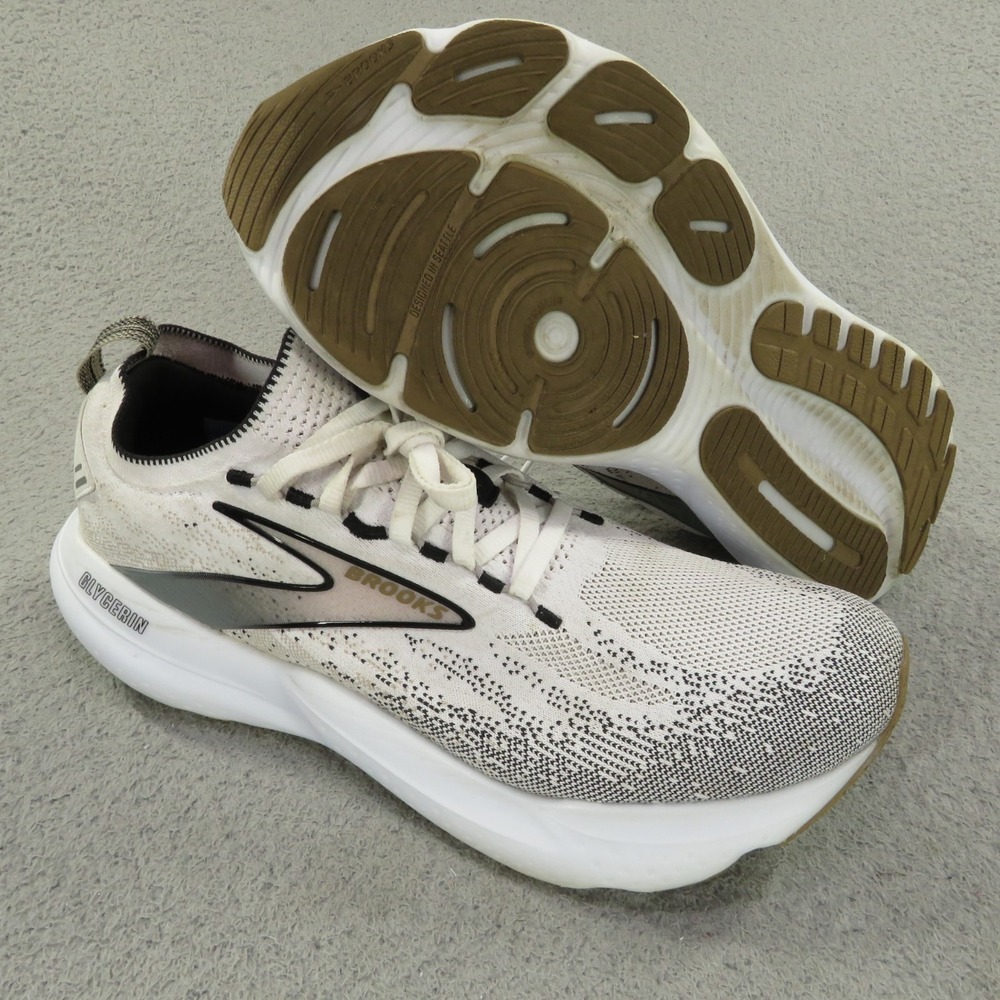 Brooks Glycerin 21 Stealth Fit Womens Size 11 White Grey Running Shoes Medium B